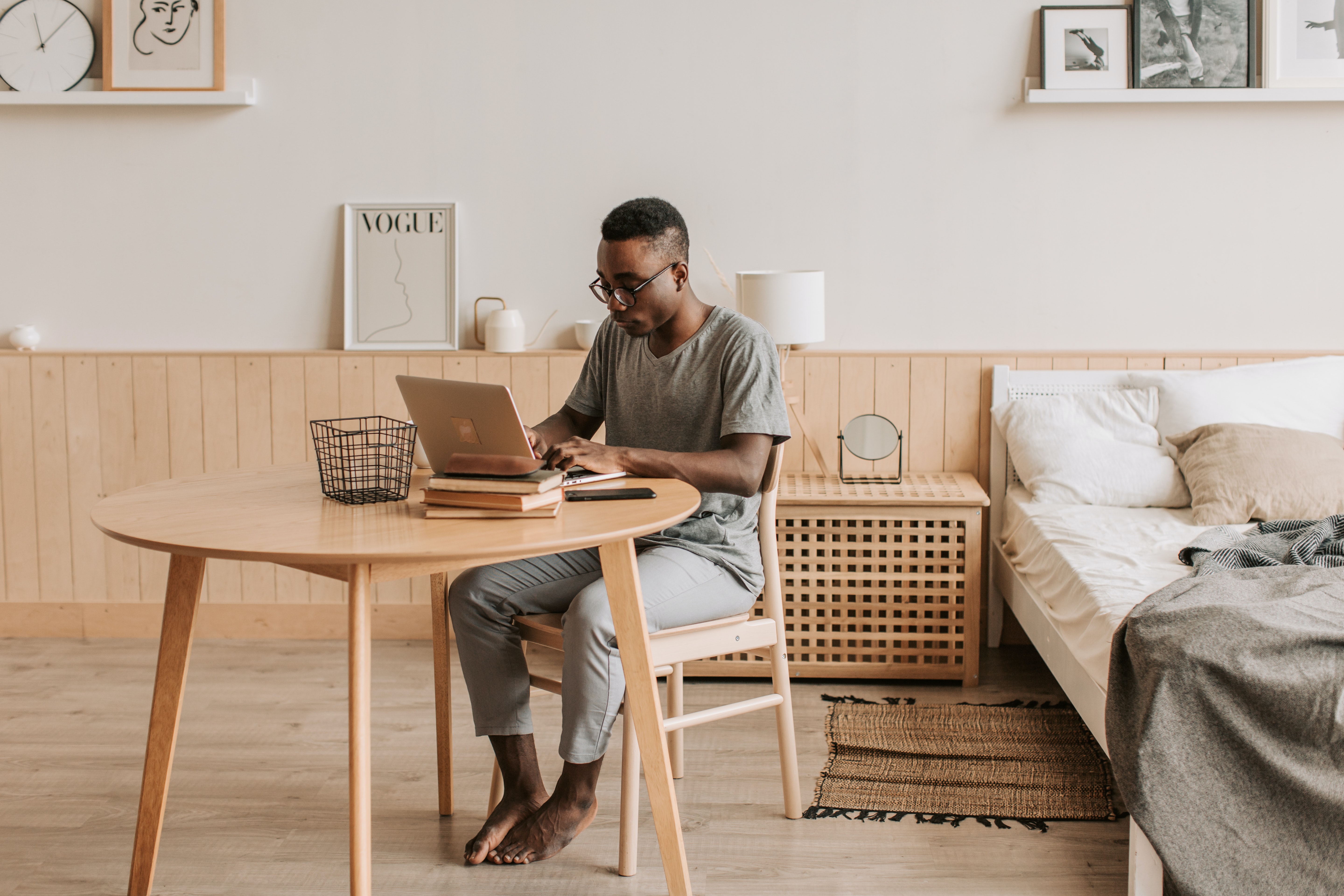 A man working from home